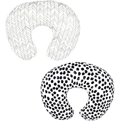 Little Jump 2 Pack Nursing Pillow Cover Slipcover for Breastfeeding Pillows, Soft and Comfortable Safely Fits On Standard Infant Nursing Pillows (Geometric & Speckles)