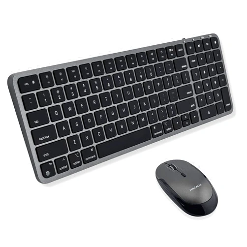 Macally Bluetooth Mac Keyboard and Mouse (Compact, Multi Device, Rechargeable) - Wireless Apple Keyboard and Mouse Combo - for Mac mini/Studio, MacBook Pro/Air, iMac, iPad, iPhone - Space Black