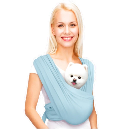 AnccoPlus Dog Carriers for Small Dogs, Front Facing Dog Sling Carrier, Hands Free Cat Carrier, Size Adjustable, Reducing Back Pain, Premium Cotton, Safe and Soft Dog Carrier (Plus, Baby Blue)
