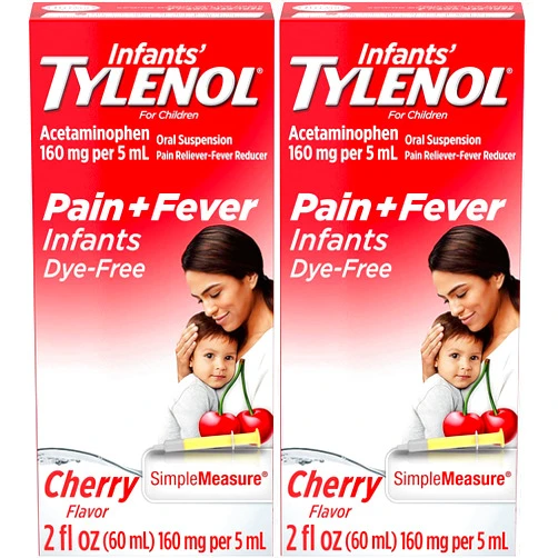 Tylenol Infants Oral Suspension, Dye-Free, Cherry, 2 Fl. Oz (Pack of 2)