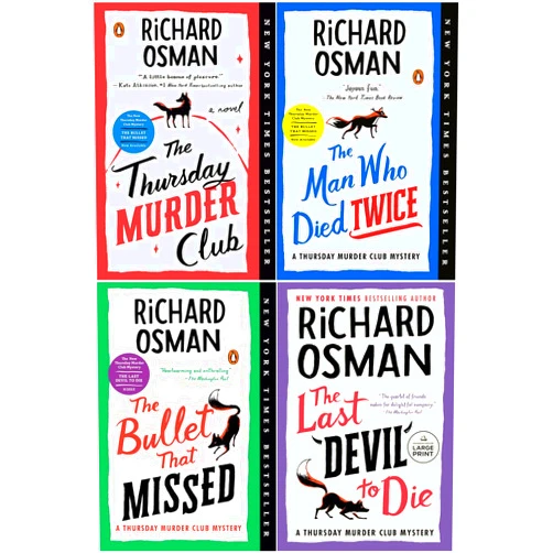 By Richard Osman (Author) A Thursday Murder Club Mystery 4 Books Set By Richard Osman - The Thursday Murder Club, The Man Who Died Twice, The Bullet That Missed, The Last Devil to Die