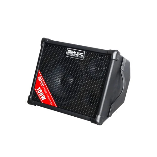 Coolmusic BP80 Battery Powered Acoustic Guitar Amplifier- Portable Bluetooth Speaker 100W, 6 Inputs,3 Band EQ,Black