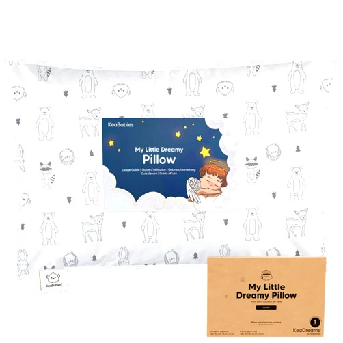 KeaBabies Toddler Pillow with Pillowcase, Jumbo 14X20 - Soft Organic Cotton Toddler Pillows for Sleeping - Machine Washable - Perfect for Travel, Toddler Bed Set (Keafriends)