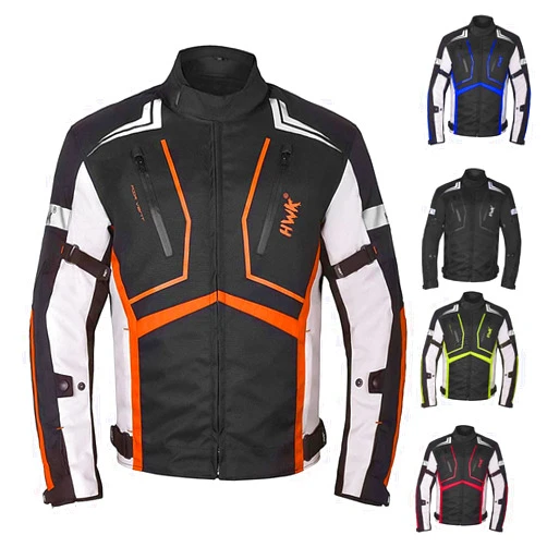 HWK Motorcycle Jacket for Men and Women Scorpion with Cordura Fabric for Enduro Motorbike Riding and Armor Foam Padding for Impact Protection, Dual Sport Motorcycle Jacket - Orange, Small