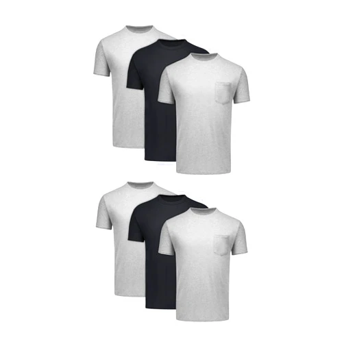 Hanes Men's Pocket T-Shirt Pack, 6-Pack, Cool & Breathable Cotton Tees, Stay-Tucked Undershirts for Men