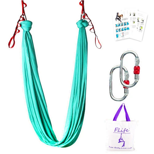 F.Life Aerial Silk Yoga Hammock & Swing for yoga Inversion,Strength training,starter hardware kit