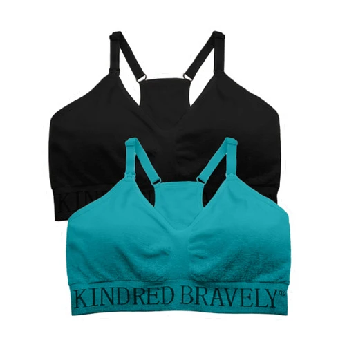 Kindred Bravely 2-Pack Hands Free Sports Pumping Bra Bundle (Black and Teal, Medium)