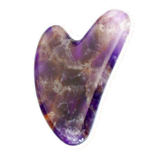 HOTACE Natural Amethyst Facial Jade Guasha Massager Face Guache Scraper Neck Body Relaxation Slimming Gua Sha Board Beauty Thin Lift Skin Care Tools-Purple