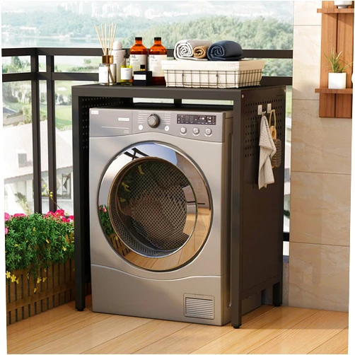 GREFAR 2 Tier Washer Dryer Stacking Rack Stand Kit Storage Shelves Laundry Room Organization Storage with Adjustable feet Easy Assembly Space Saver for Laundry Room,Balcony,Bathroom and Decor