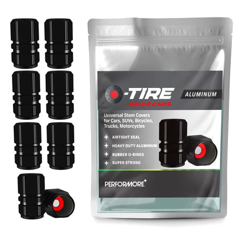 Performore 8 pcs Tire Valve Caps Heavy-Duty Stem Covers Universal Car Wheel Tire Valve Stem Caps Dust Cover for Cars, SUVs, Bikes, Bicycles, and Motorcycles (Black)
