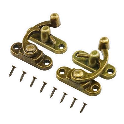Zangc Vintage Swing Arm Clasp Latch Hasp Hook Suitcase Luggage Jewelry Box Latch Left and Right Movable Hasp 44 * 38mm 2PCS