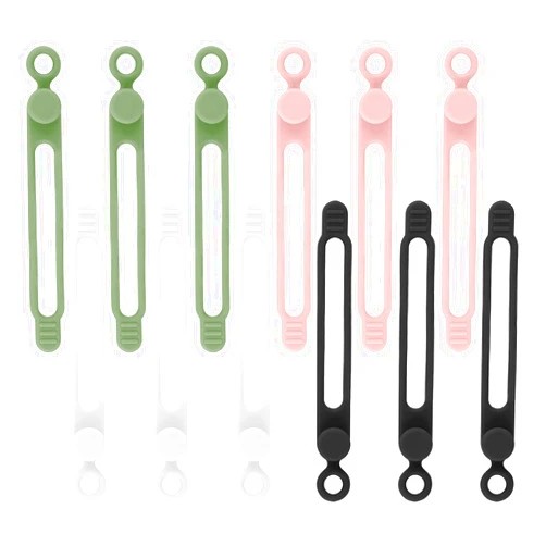 Anpiwshjo 12Pcs Silicone Cable Ties, Reusable Cable Ties Management Organizer, Cord Wraps for Charging Cords, Multicolor Cable Straps, Cable Ties for Charging Cords, Computer Headphone Cable Cord Ties Reusable
