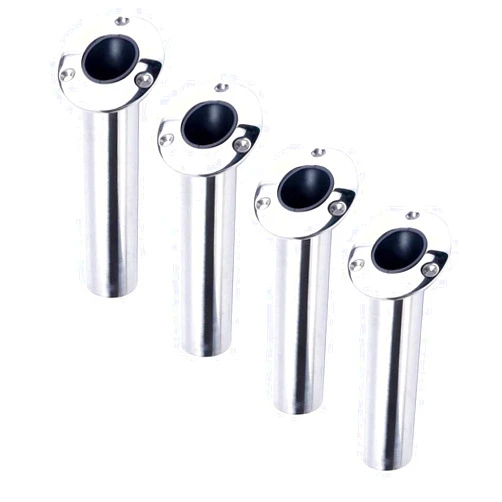 Amarine Made 4-Pack Heavy 316 Duty Stainless Steel Rod Holders with Drain, Flush Mount Fishing Rod Pole Holders, 30 Degree, 15degree, 90 Degree (30 Degree)