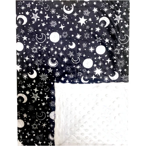 Citihomy Baby Blanket for Girls Boys Black Moon Star Minky Super Soft Double Layer Receiving Blanket with Dotted Backing for Newborns Nursery Stroller Receiving Toddlers Crib Bedding Blankets 30x40 Inch