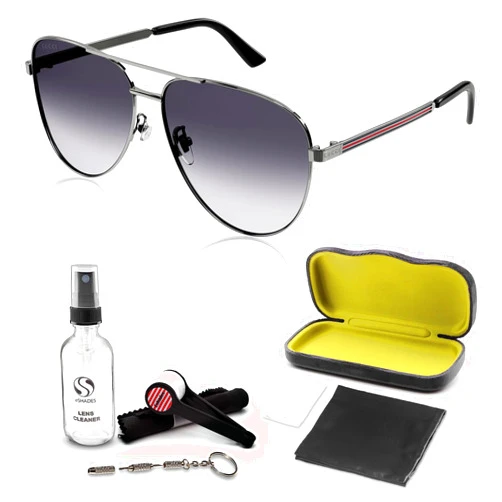 Gucci GG1233SA Aviator shape Sunglasses + Bundle with eSHADES Luxury Eyewear Kit