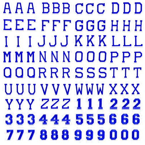 Coopay 108 Pieces Letter Number Iron on Patches, Alphabet Sew on Appliques with A-Z Letter 0-9 Number Badge Decorate Repair Patches for Jeans, Shirts, Hats, Shoes, Bags Clothing Supplies (Blue)