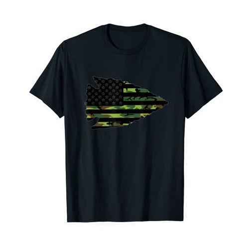 Ancient Native American Artifacts Collection Arrowhead Hunter Camougflage USA Flag Arrowhead Hunting T-Shirt