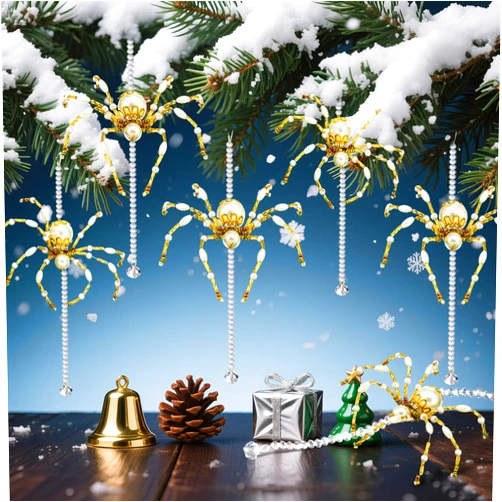 Lunmon 6 Pcs 6.3 Inch Christmas Spider Ornaments for Tree Crystal Beaded Spider Christmas Hanging Ornaments with Crystal Drop Pendent Decoration for Xmas Tree Indoor Home Window Party Gift