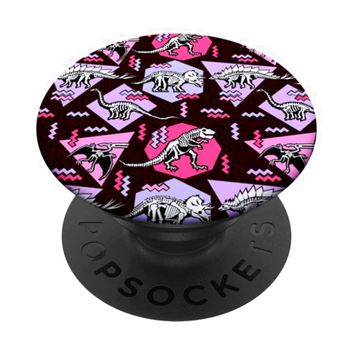 Cool Dinosaur Gifts Co. Cool Dinosaurs Pattern Design Dino Gifts For Kids On Black PopSockets PopGrip: Swappable Grip for Phones & Tablets PopSockets Adhesive PopGrip