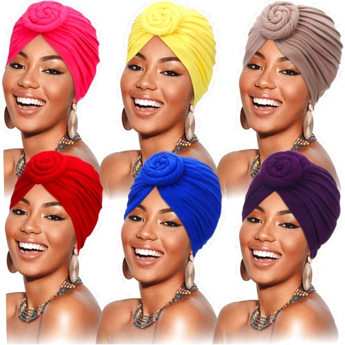 SATINIOR 6 Pieces Turbans Head Wraps for Women Soft Pre Tied Knot Fashion Cancer Turban Chemo Headwear Cap Headwrap Hat