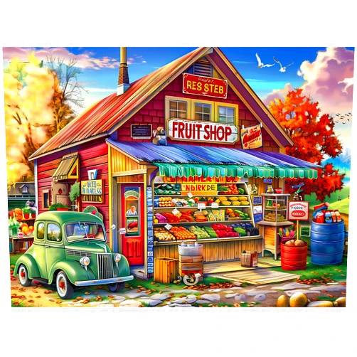 VOLUVOLU 500 Pieces Puzzle for Adults, Country Store Puzzles, Landscape Jigsaw Puzzles, Creative Play Holiday Party Gifts, Fun and Challenging Family Game for Adults Kids Seniors, 20.5x15 in