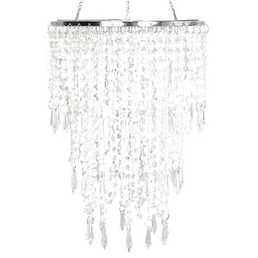 Cioceen Acrylic Chandelier Shade, Ceiling Light Shade Beaded Pendant Lampshade with Crystal Beads and Chrome Frame for Bedroom, Wedding or Party Decoration, Diameter 8.7'' 3 Tiers