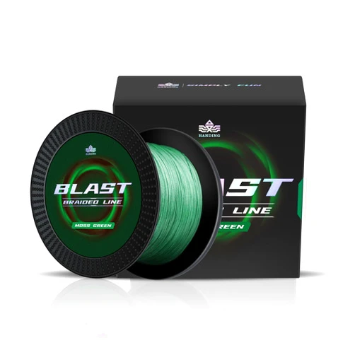 HANDING Blast Braided Fishing Line, Ultra-Thin Diameter, Durable with HyperOSi Coating, Water and Abrasion Resistant, No Stretch, Low-Vis Moss Green (Pre-Wet Before Knot Tightening)