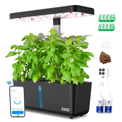 iDOO Hydroponics Growing System Kit 8Pods, Christmas Gifts for Women Mom, Herb Garden Indoor with LED Grow Light for Home, Built-in Pump, Auto-Timer, Adjustable Height Up to 13.6