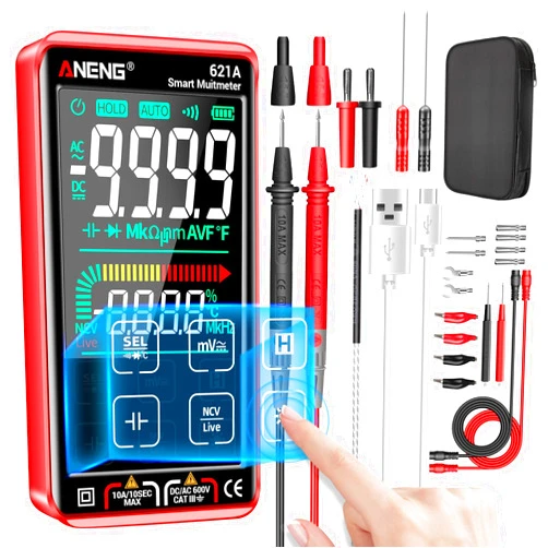 ANENG Digital Multimeter Tester Smart Touch TRMS Auto-Ranging 9999Counts Rechargeable anti-burning Ohm Amp VoltMeter With NCV,DC/AC Current,Voltage,Resistance Diodes,Continuity,Capacitance,Temperature
