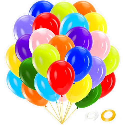 Reaeon Colorful Balloons, 100 PCS 12 inch Assorted Rainbow Latex Balloons, Bright Color Balloons for Birthday Baby Shower Wedding Party Decorations