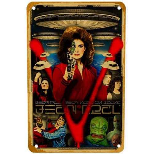 KNIOIL V. Visitor. Mini-Series. Final Battle. Tv. Scifi. Comic Con. Campy. Lizard. Reptile. Diana. Jane Badler Poster Vintage Metal Tin sign Art Wall Decoration Gift 8x12 inches
