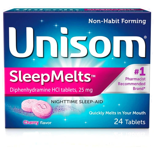 Unisom Quick Sleepmelts Night Time Sleep Aid, Cherry,24 Count (Pack of 4)