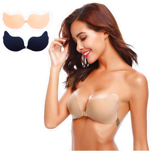 LAVEH Sticky Bra, 2 Pack Adhesive Bra Strapless Push Up Invisible Backless Bras for Women (A Cup, Small)