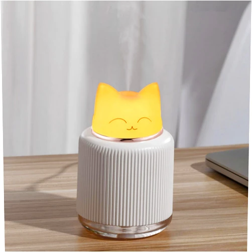SAIMLOVE Mini Humidifier, Cute Cat Shape Humidifier,USB Personal Desktop Humidifier for Car, Plants, Office Room, Bedroom, 2 Mist Modes, 2 LED Colors,Auto Shutoff, Quiet (White)