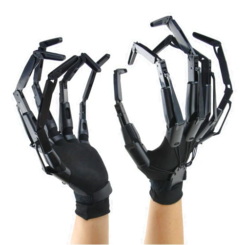 Magoog Halloween Articulated Fingers with Gloves,Articulated Finger Extensions,Scary Skeleton Bone Claw Hand,3D Printed Novelty Props for Cosplay,Fits Most Fingers Sizes,1 Pair Black