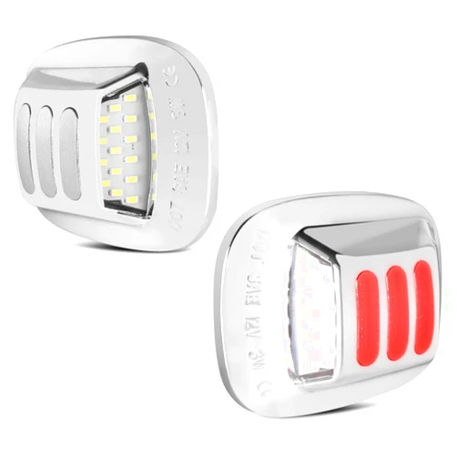 VIPMOTOZ Red Strip Full LED License Plate Tag Light Lamp Compatible With 1998-2004 Compatible with Nissan Frontier 1994-2004 Xterra Clear Lens Chrome Housing Driver & Passenger Side Pair Set