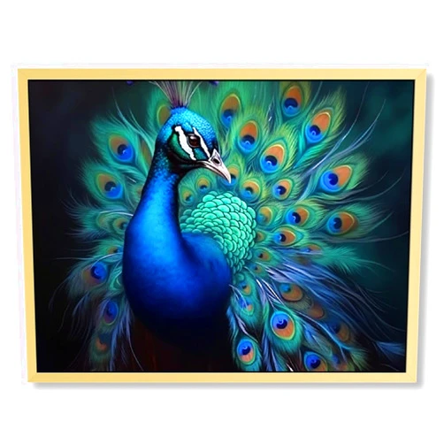 Algasan Peacock Frathers Oil Paintings Wall Decor Colorful Peacoco Tail Feathers Wall Art for Living Room Bedroom Home Decorations Feathers Framed Artwork Prints Ready to Hang 16x12in/20x16in