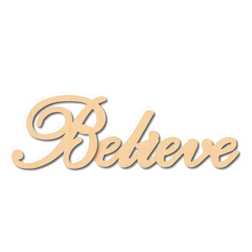 CREATCABIN Laser Cut Wood Sign Wall Art Believe Letter Sign Heart Decorative Wall Sculpture Hanging Decor Unfinished for Housewarming Door Wall Room Decoration 11.9 x 3.8inch