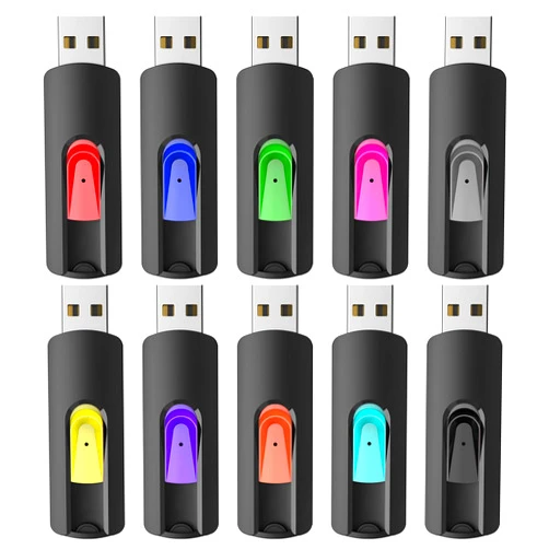 RAOYI 10Pcs 8GB USB Flash Drives Slide Retractable Memory Stick Bulk USB 2.0 Thumb Drive Jump Drive Zip Drive USB Sticks Data Storage Backup for PC Mac (8G, 10 Mixed Color)