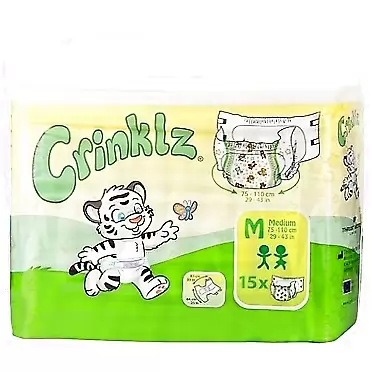 Crinklz Brief Original - Plastic Backed Adult Diaper, Maximum Absorbency, Hook and Loop tab Closures, Leak Guard Leg Cuffs, Reliable & Discreet Disposable Briefs (Case, Small)