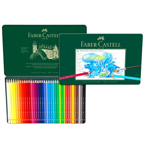 Faber-Castell 117536 Albrecht Dura Watercolor Pencils, 36 Colors, Can