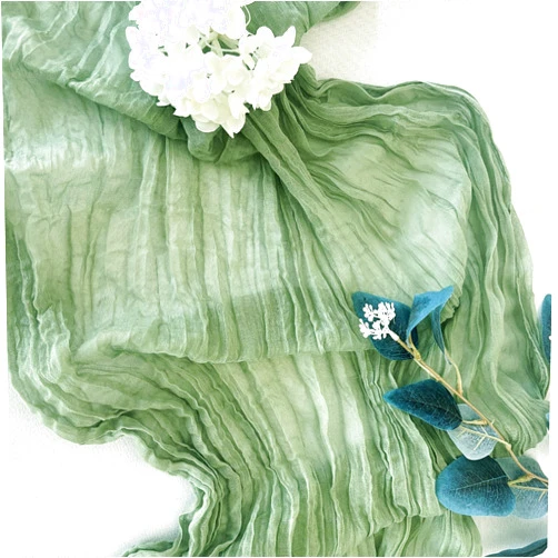 Pusunas Cheesecloth Table Runner Sage Green 10Ft Gauze Table Runners Boho Rustic Sheer Cheese Cloths Table Runner for Wedding Baby Bridal Shower Decorations Birthday Christmas Doilies Combo