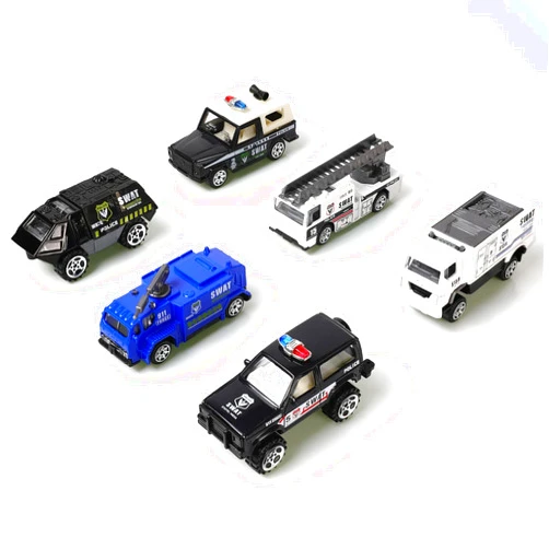 Risopen 1/87 Metal Diecast SWAT Offroad Car Police Rescue Truck Toy Army Military Vehicle Little People Playset Children's Day Car Toy Gift for 3+ Year Old Boy Kid Toddler （6-in-1 Toy Set）