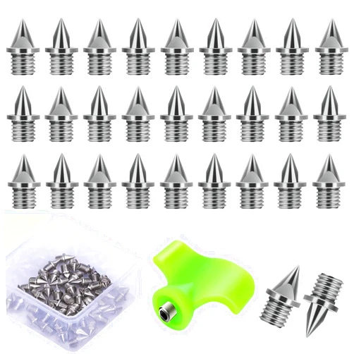 SUIGREOY 1/4 Inch Carbon Steel Track Spikes, 60 Pieces Lighter Weight Spikes Track Shoes Used for Track and Field Sprinting or Cross Country