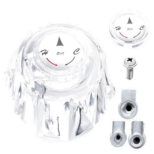 ZephyrJazz Faucet Handle 3 Adapter Compatible with Delta Faucet RP2391, Single Clear Knob Handle Kit with Offset Hole for Shower/Tub, 2-1/2