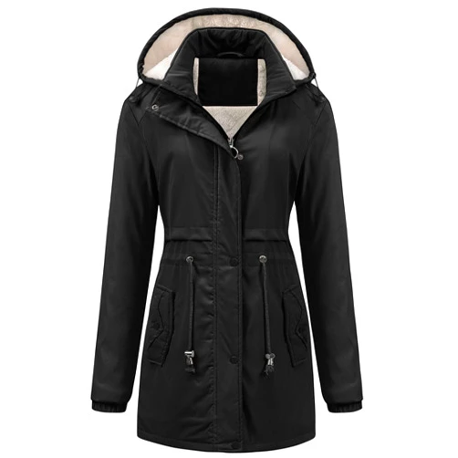 Chrisuno Women's Mid-Length Parka Winter Outerwear Jacket Soft Fleece Warm Snow Coat