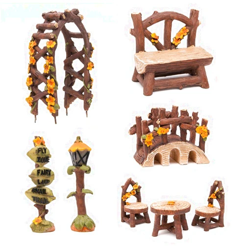 LATTOOK Fairy Garden Accessories, LATTOOK 8PCS Miniature Table and Chairs Set Fairy Garden Furniture Ornaments Kit for Dollhouse Accessories Home Outdoor Micro Landscape Decoration