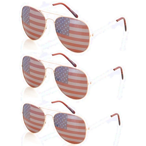 SHADERZ USA America Aviator Sunglasses - Great Accessory for US 4th of July - Bulk Set of 3