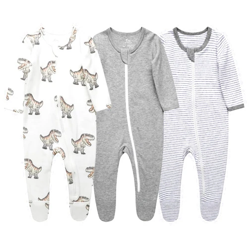 O2 BABY Baby Boys Girls Organic Cotton Zip-Front Sleeper Pajamas, Footed Sleep 'n Play