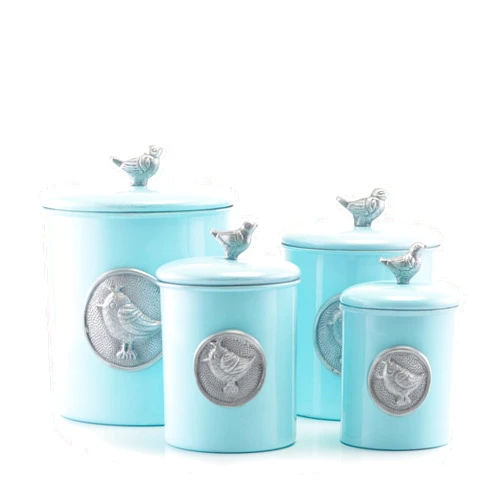 Old Dutch International Lauren Bird Canister Set, Blue